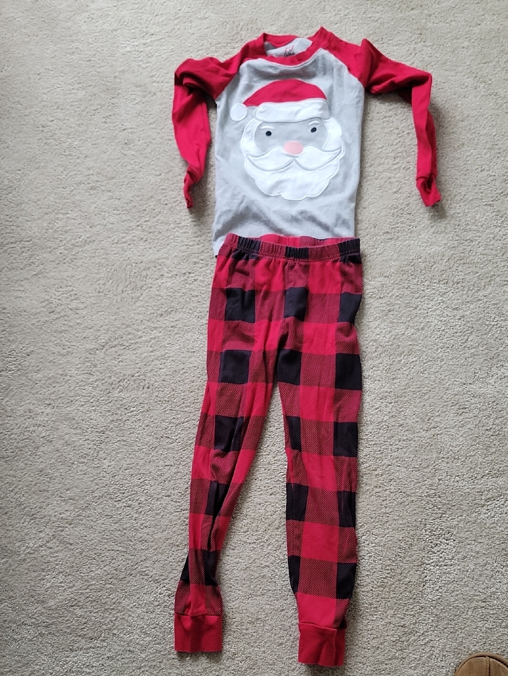 Place Red and Black Buffalo Plaid Santa Raglan Pajama Set